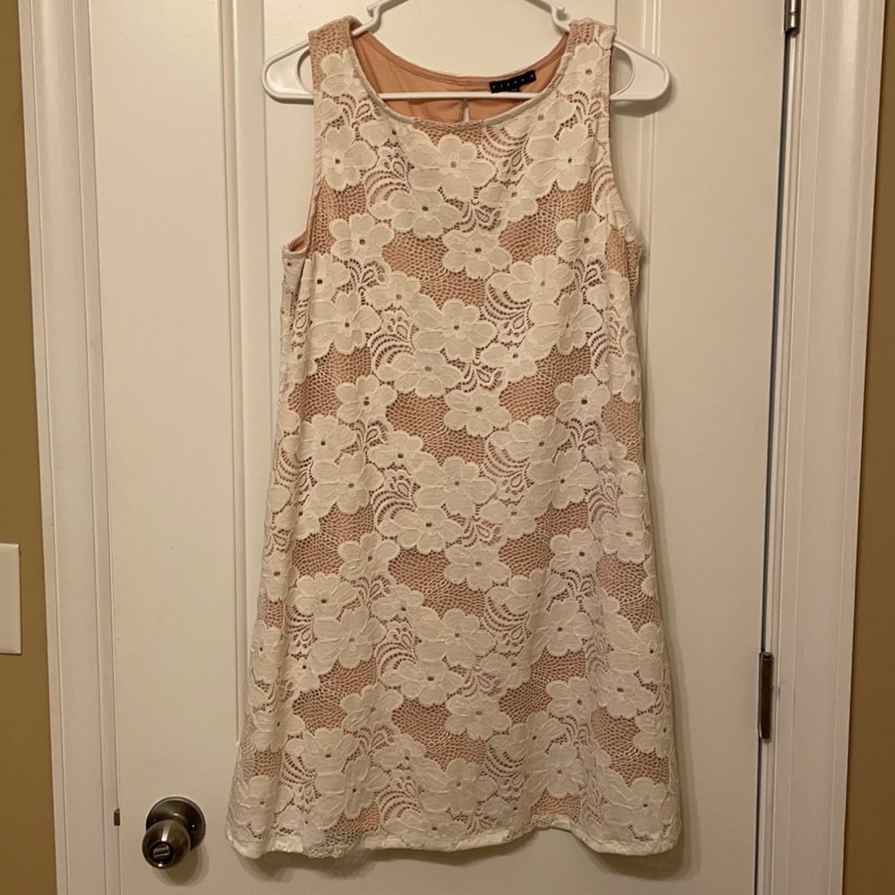 White and pink flowered print dress